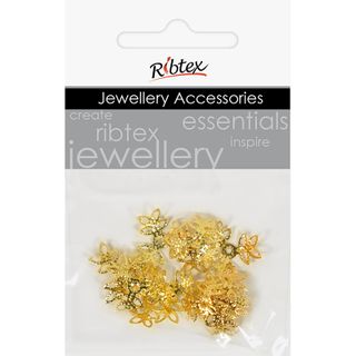 Bead Caps Adjustable Filigree Leaf Gold