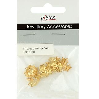 Bead Caps Adjustable Filigree Leaf Gold
