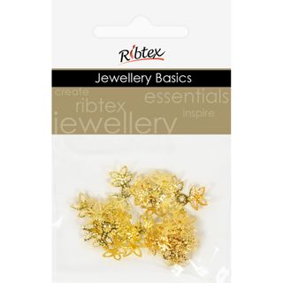 Bead Caps Adjustable Filigree Leaf Gold