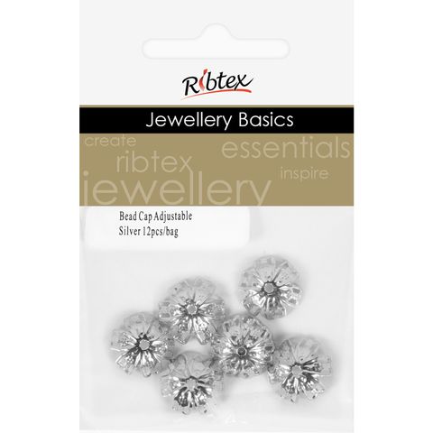 Bead Caps Adjustable Silver 12Pcs