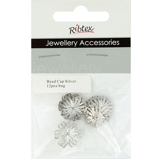 Bead Caps Adjustable Silver 12Pcs