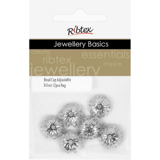 Bead Caps Adjustable Silver 12Pcs