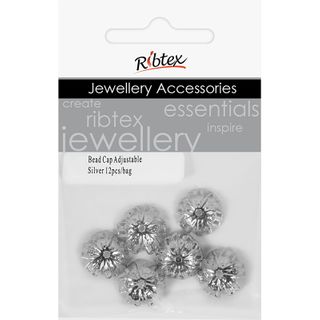 Bead Caps Adjustable Silver 12Pcs
