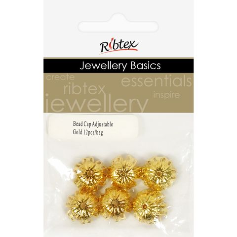 Bead Caps Adjustable Gold 12Pcs