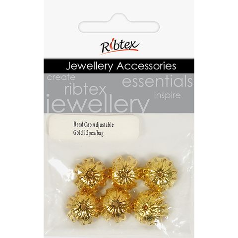 Bead Caps Adjustable Gold 12Pcs
