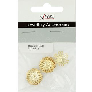 Bead Caps Adjustable Gold 12Pcs