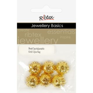 Bead Caps Adjustable Gold 12Pcs