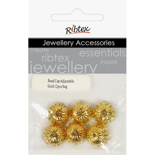 Bead Caps Adjustable Gold 12Pcs