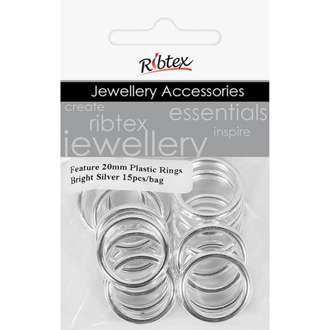 Jf Feature Plastic Rings 20Mm B-Slv 15Pc