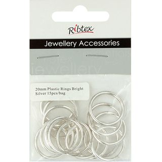 Jf Feature Plastic Rings 20Mm B-Slv 15Pc