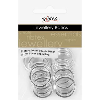 Jf Feature Plastic Rings 20Mm B-Slv 15Pc