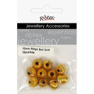 Jf Spacer Ridge Ball 10Mm Gold 10Pcs