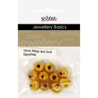 Jf Spacer Ridge Ball 10Mm Gold 10Pcs