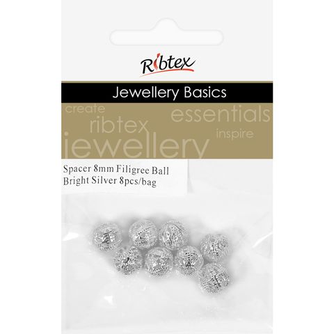 Jf Spacer Filigree Ball 8Mm B-Slv 8Pcs