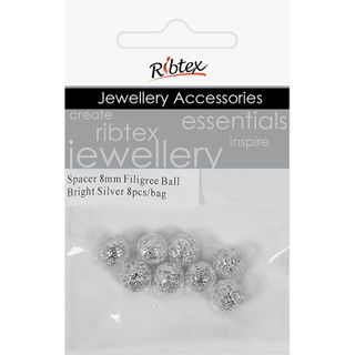 Jf Spacer Filigree Ball 8Mm B-Slv 8Pcs