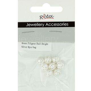 Jf Spacer Filigree Ball 8Mm B-Slv 8Pcs