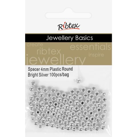 Jf Spacer Plastic Round 4Mm B-Slv 100Pc