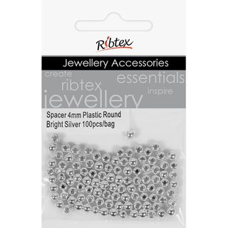 Jf Spacer Plastic Round 4Mm B-Slv 100Pc