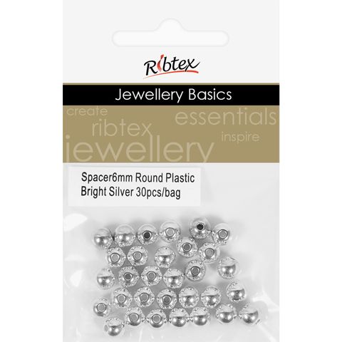 Jf Spacer Plastic Round 6Mm B-Slv 30Pc