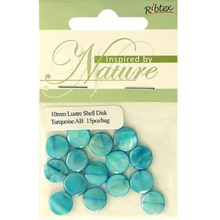 Bead Shell Lustre Disc 10mm Turquoise AB