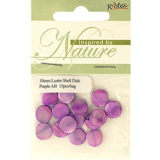 Bead Shell Lustre Disc 10mm Purple 15Pcs