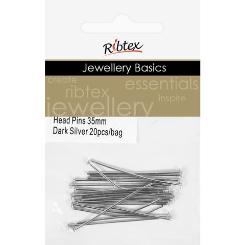 Head Pins 35mm Dark Silver 20Pcs