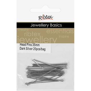 Head Pins 35mm Dark Silver 20Pcs
