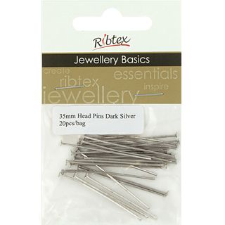 Head Pins 35mm Dark Silver 20Pcs