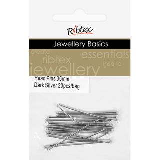 Head Pins 35mm Dark Silver 20Pcs