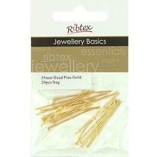 Head Pins 35mm Gold 20Pcs