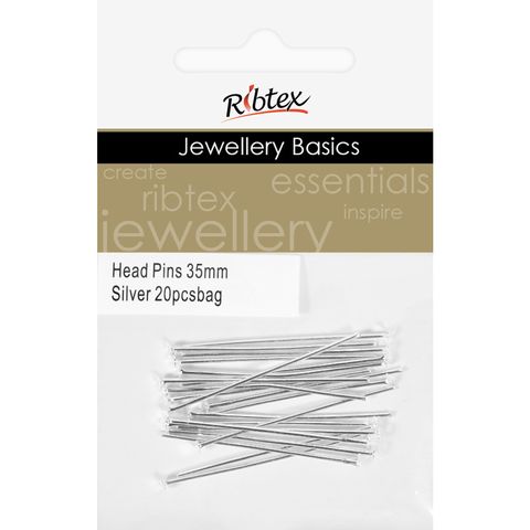 Head Pins 35mm Silver 20Pcs