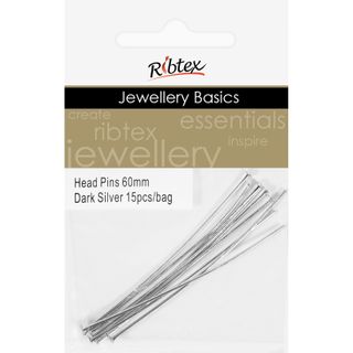 Head Pins 60mm Dark Silver 15Pcs