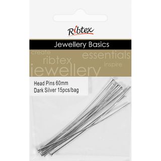 Head Pins 60mm Dark Silver 15Pcs
