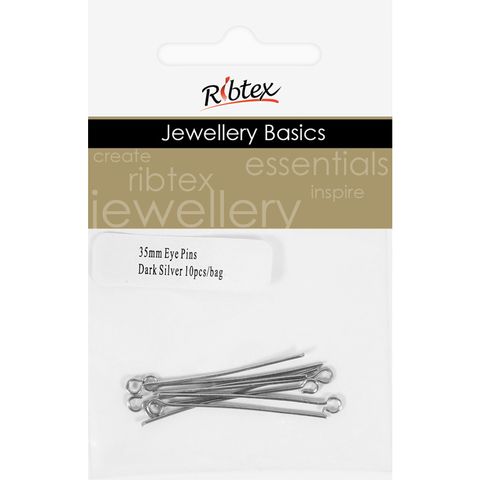 Jf Eye Pins 35Mm Dark Silver 10Pcs