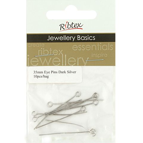 Jf Eye Pins 35Mm Dark Silver 10Pcs