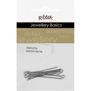 Jf Eye Pins 35Mm Dark Silver 10Pcs