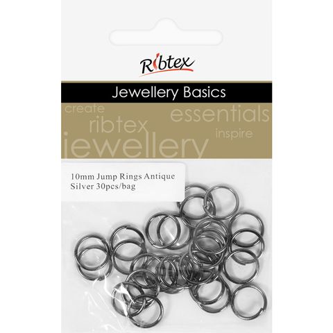Jump Rings 10mm Antique Silver 30Pcs