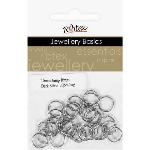 Jump Rings 10mm Dark Silver 30Pcs
