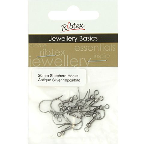 Earring Shepherd Hooks 20mm Silver 10Pcs