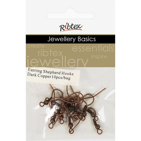Earring Shepherd Hooks Dark Copper 10Pcs