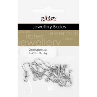 Earring Shepherd Hooks Dark Silver 10Pcs
