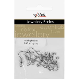 Earring Shepherd Hooks Dark Silver 10Pcs