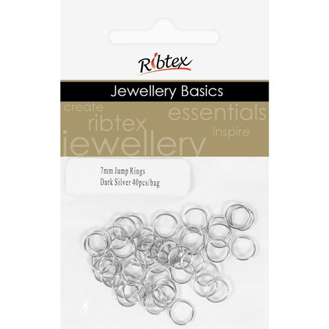 Jump Rings 7mm Dark Silver 40Pcs