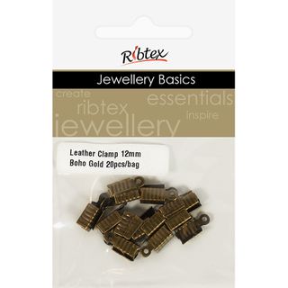 Jf Leather Clamp 12Mm Boho Gold 20Pcs