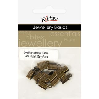 Jf Leather Clamp 12Mm Boho Gold 20Pcs
