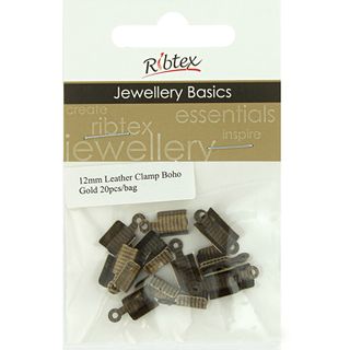 Jf Leather Clamp 12Mm Boho Gold 20Pcs