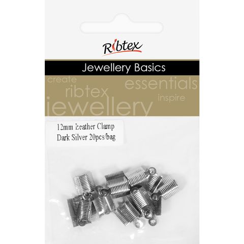 Jf Leather Clamp 12Mm Dark Silver 20Pcs