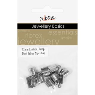 Jf Leather Clamp 12Mm Dark Silver 20Pcs