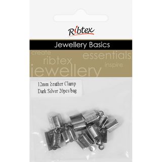 Jf Leather Clamp 12Mm Dark Silver 20Pcs