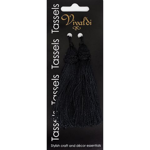 Craft Tassel Rayon Braid 11cm Black 2Pcs